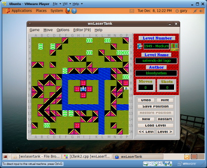 wxLaserTank running on Ubuntu.